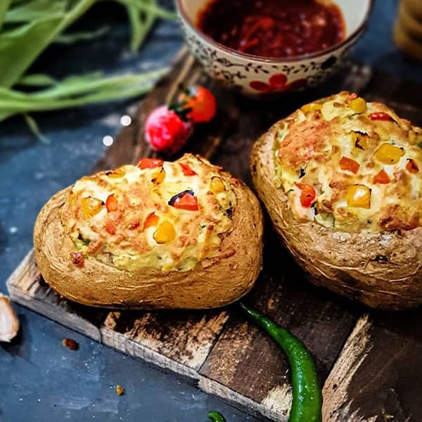 طرز تهیه سیب زمینی شکم پر ساده