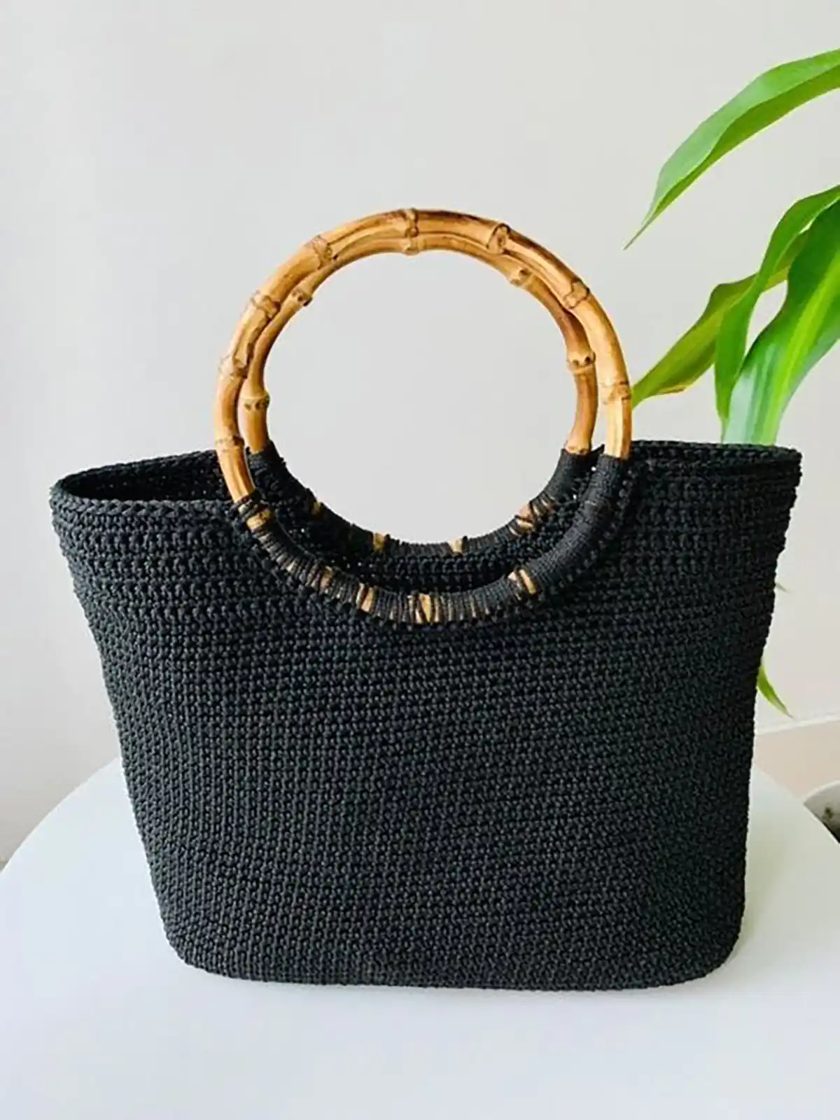 کیف دستی مشکی مکرومه زنانه