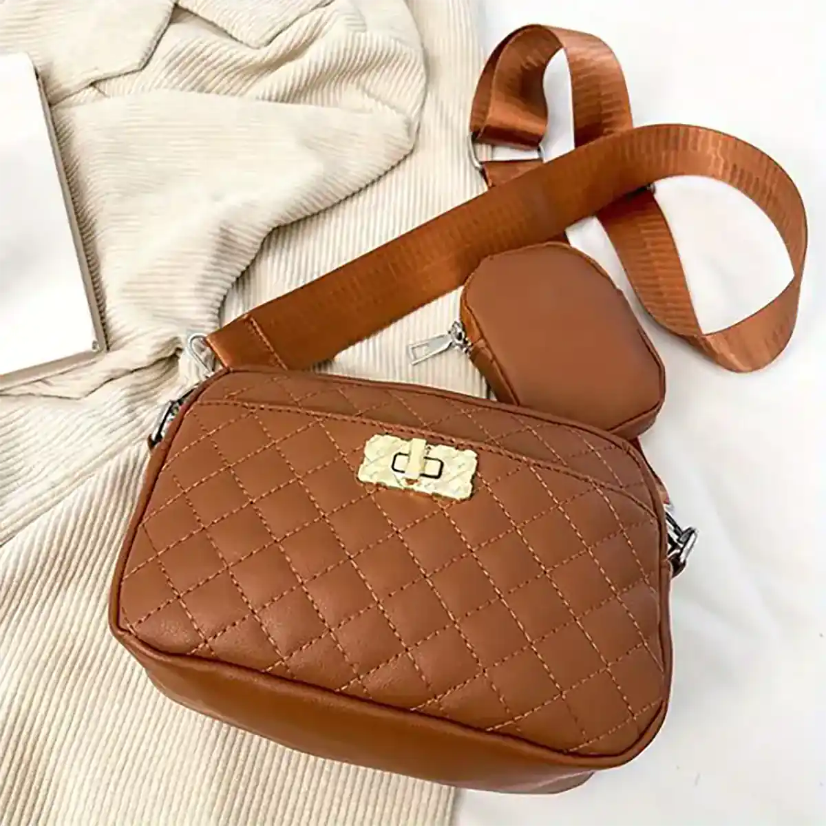 کیف یکطرفه قهوه ای شیک زنانه