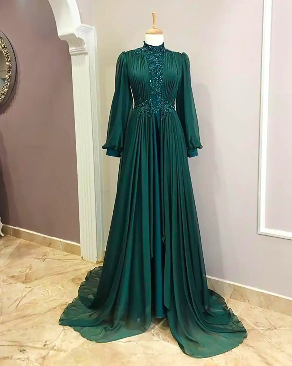 لباس مجلسی زنانه سبز پولداری