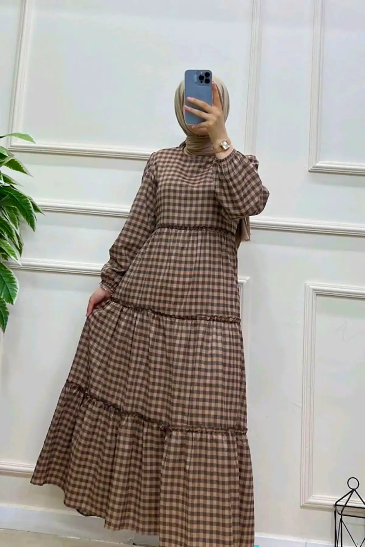پیراهن مانتویی چهارخونه پاییزه