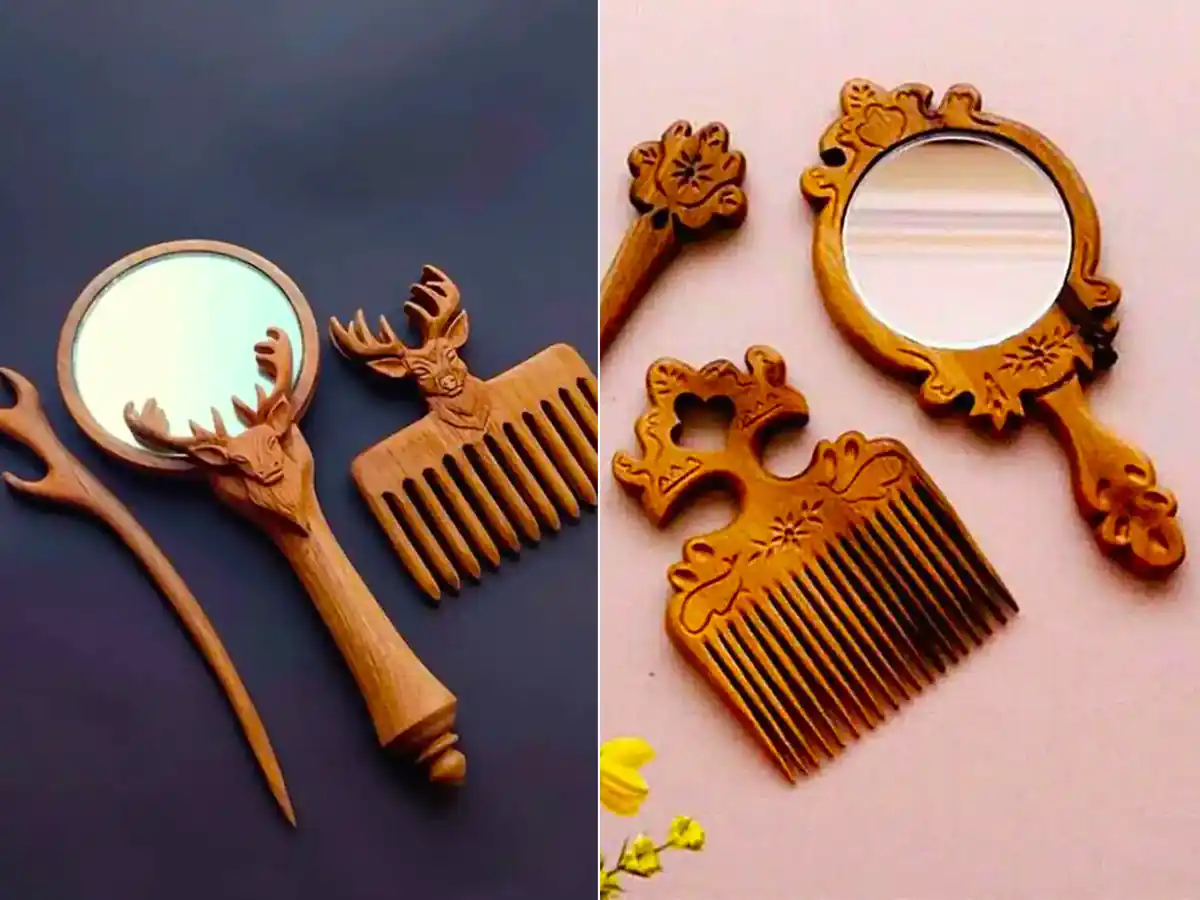 آینه دستی چوبی کلاسیک