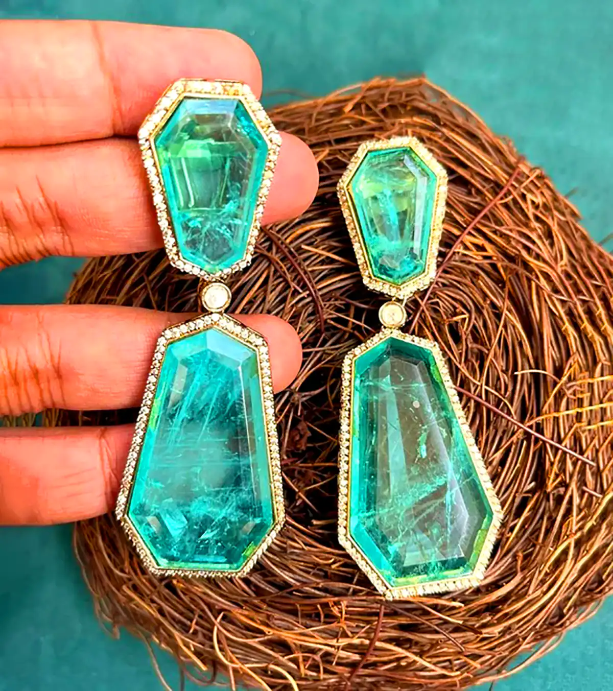 گوشواره مجلسی سبز براق