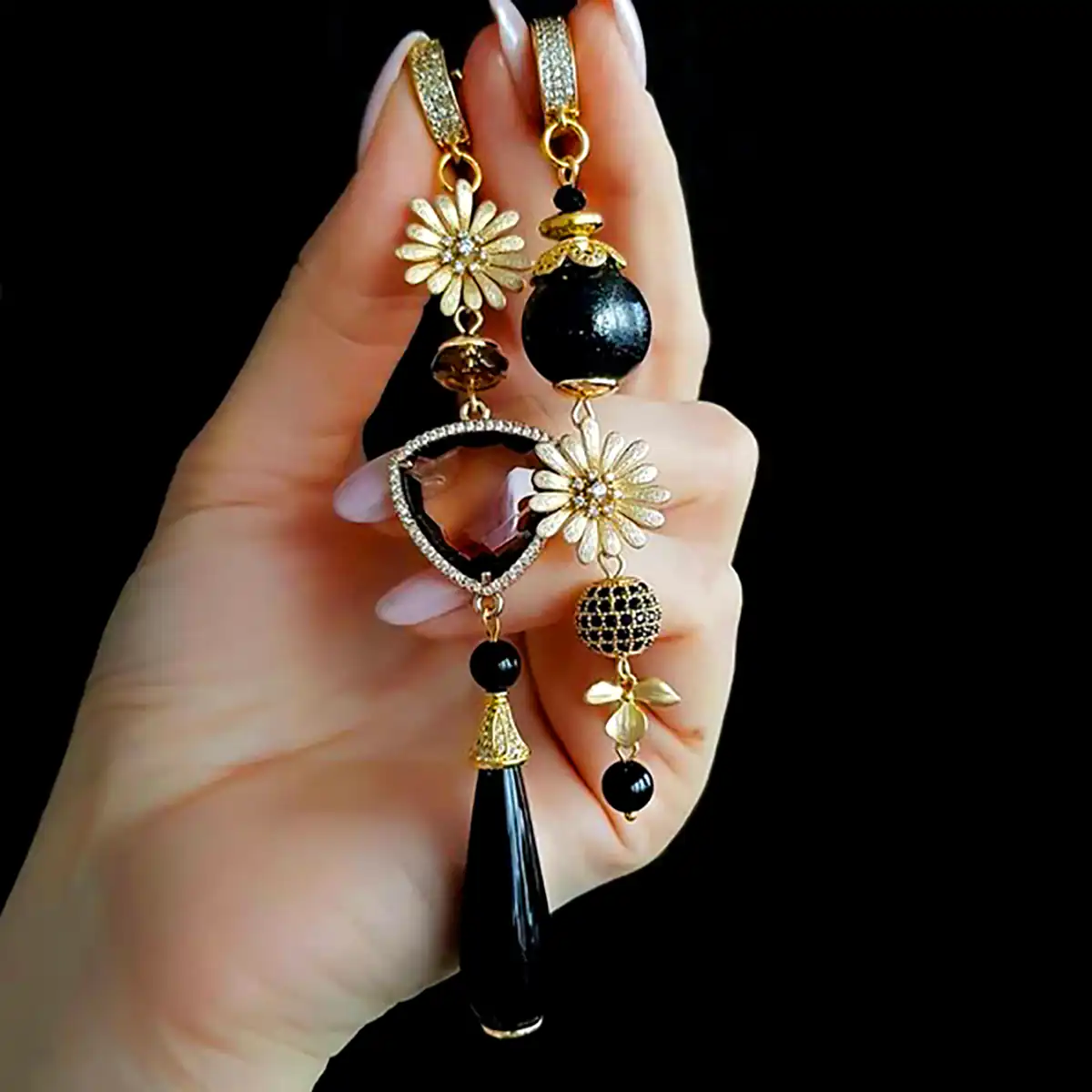 گوشواره مجلسی سنگ اونیکس