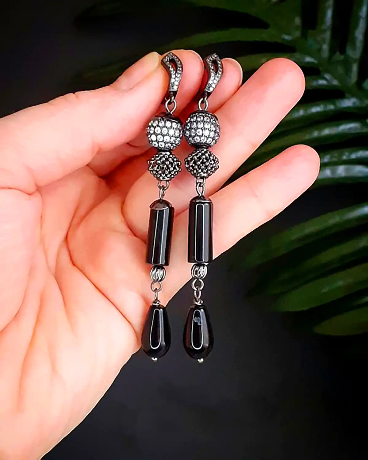 گوشواره مجلسی سنگ اونیکس