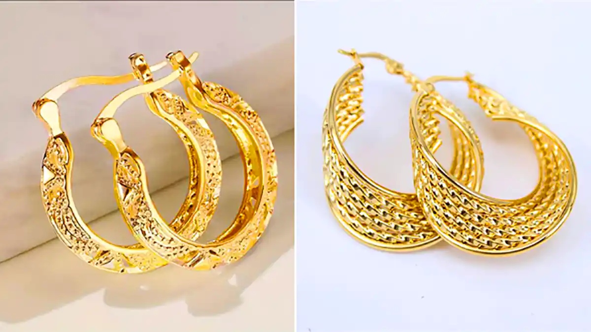 گوشواره حلقه ای مشبک طلایی