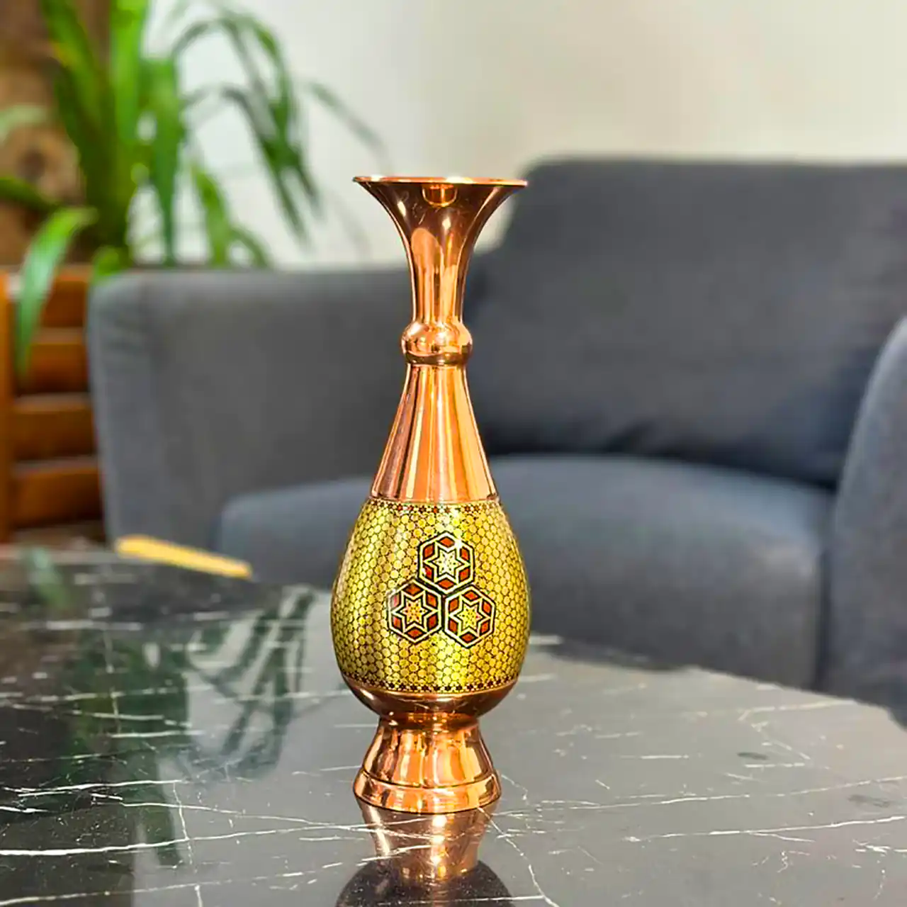 گلدان مسی میناکاری