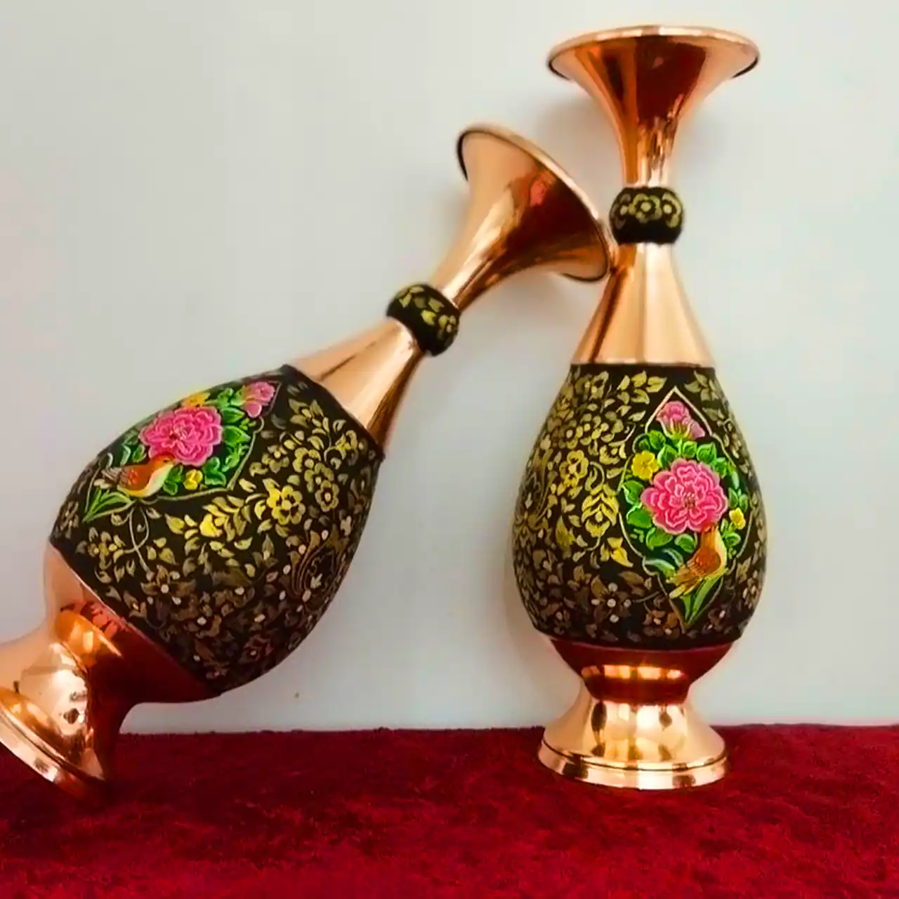 گلدان مسی میناکاری