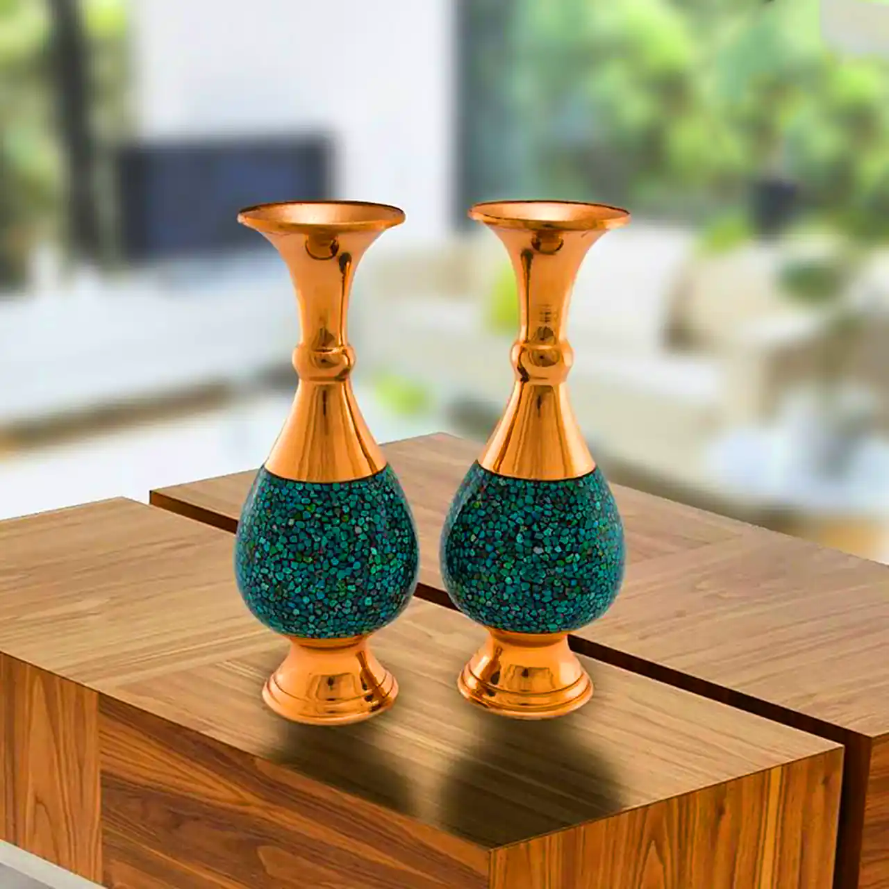 گلدان مسی میناکاری