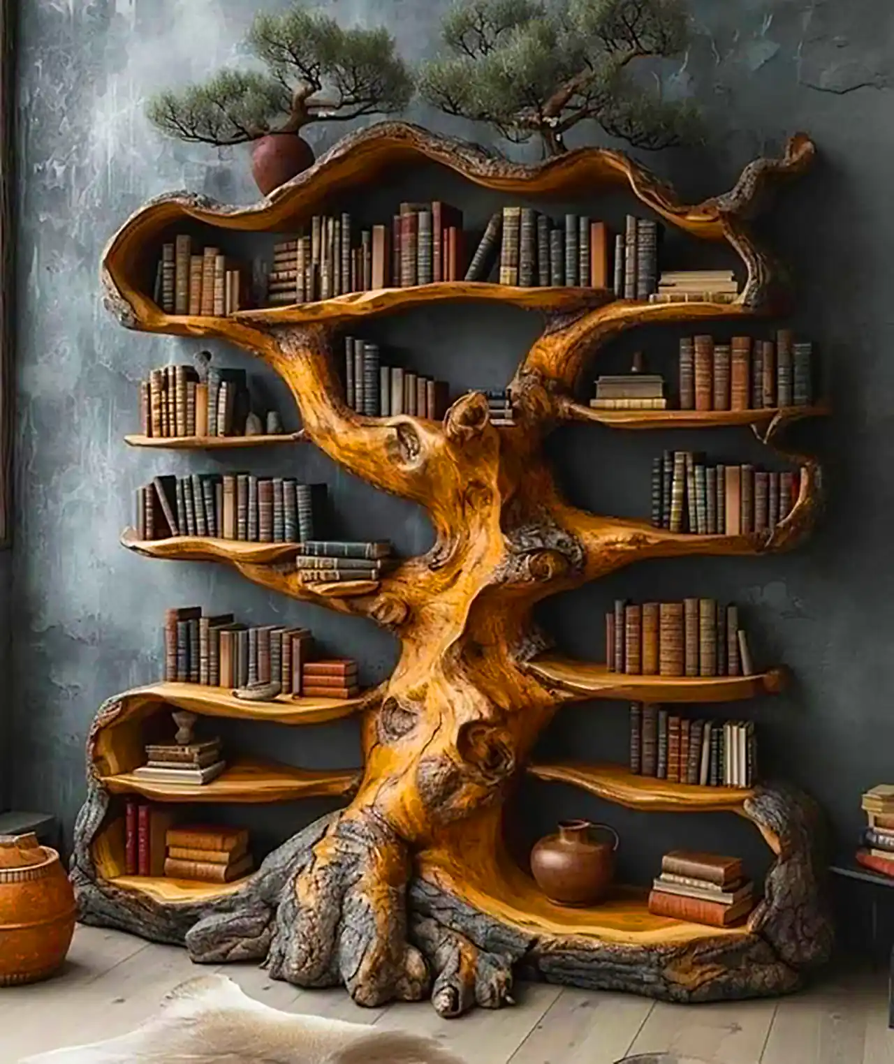 شلف دکوری خاص و لاکچری چوبی