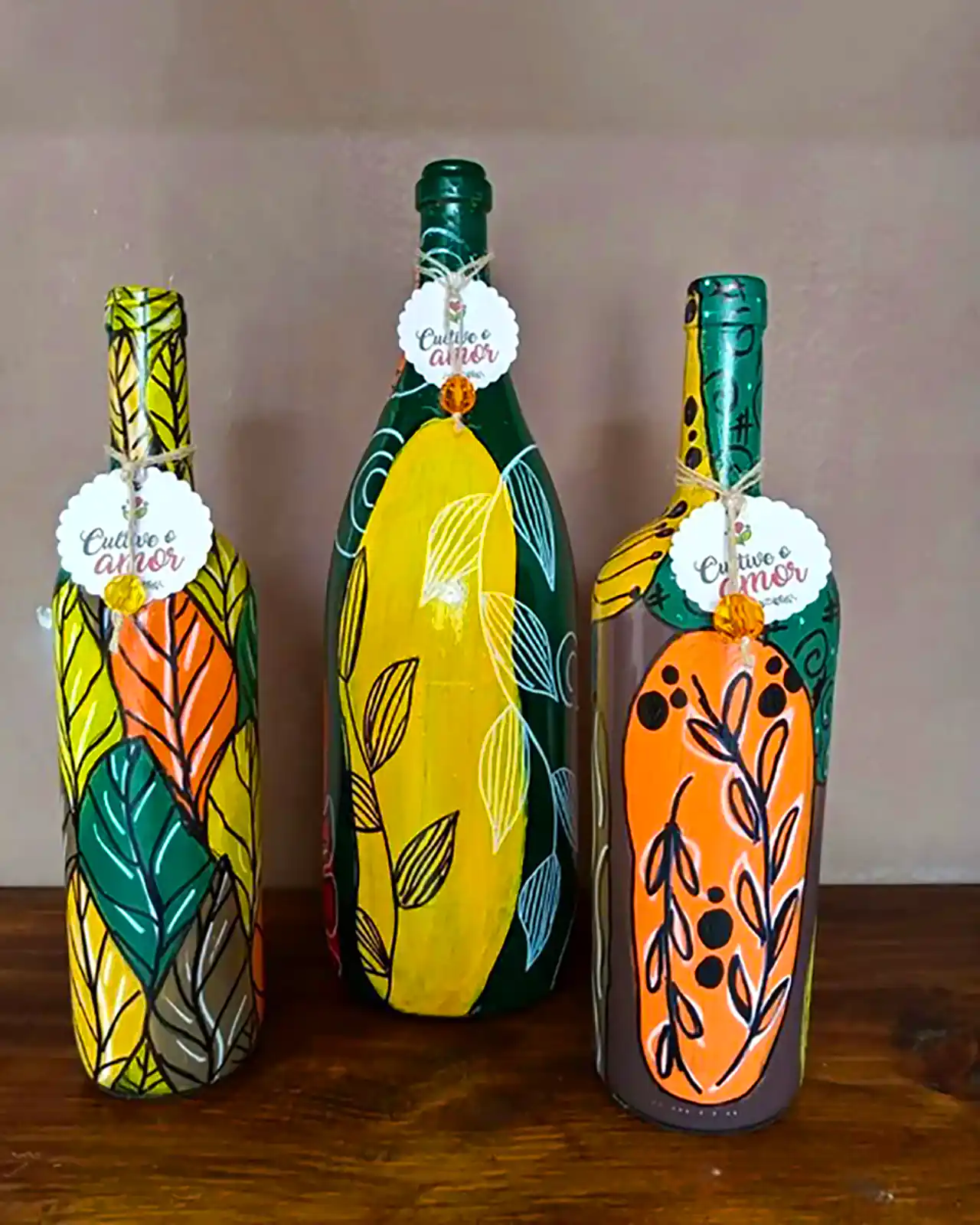 بطری شیشه ای دکوری نقاشی دستی