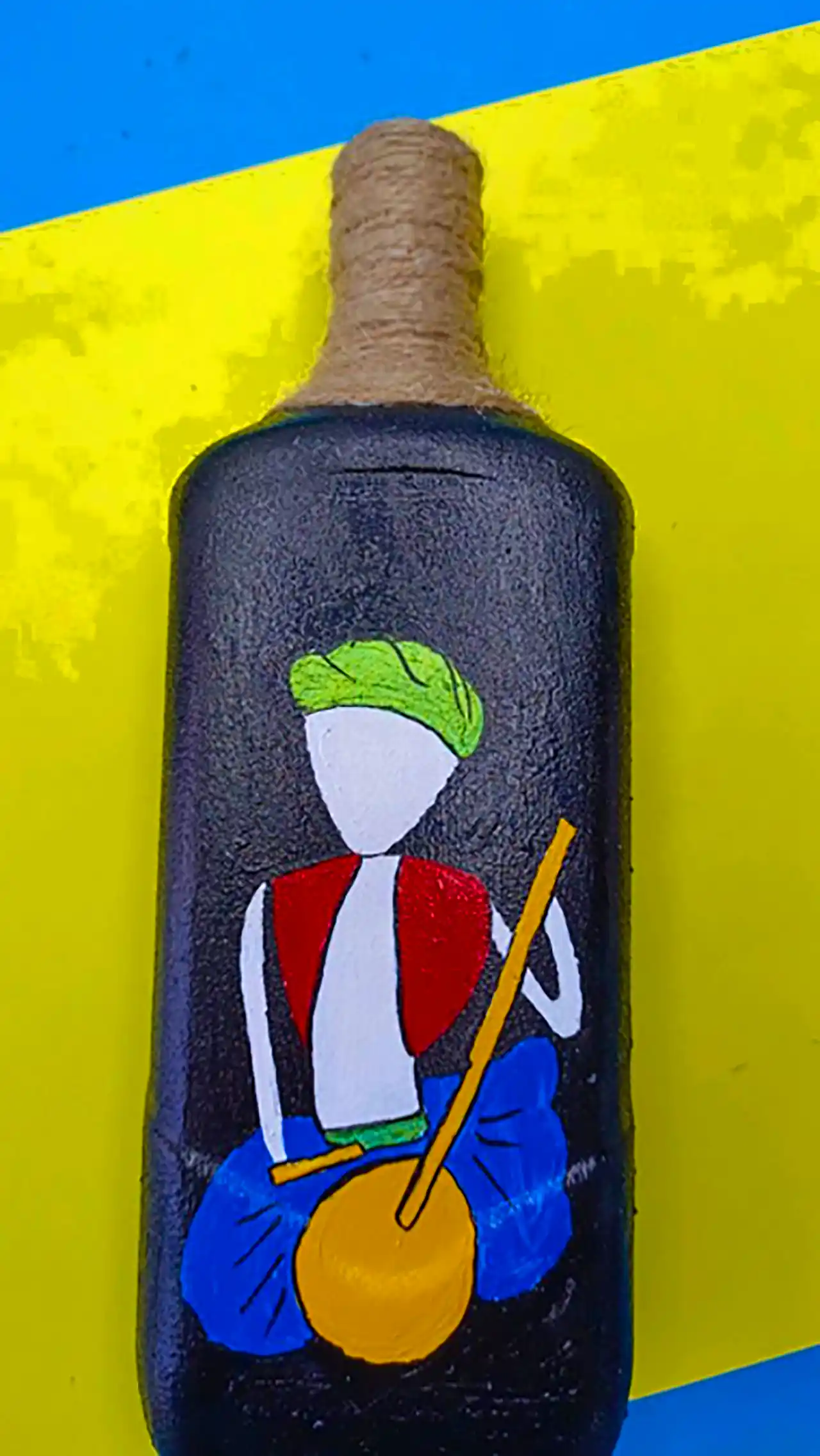 بطری شیشه ای دکوری نقاشی دستی