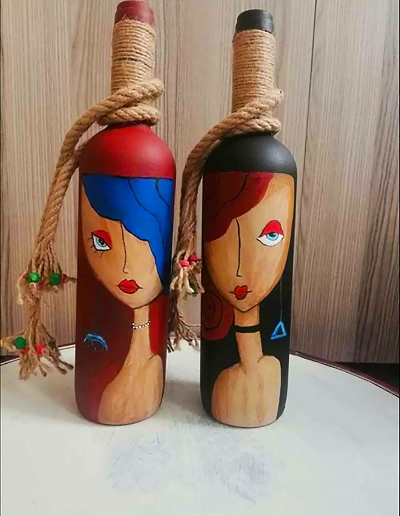 بطری شیشه ای دکوری نقاشی دستی