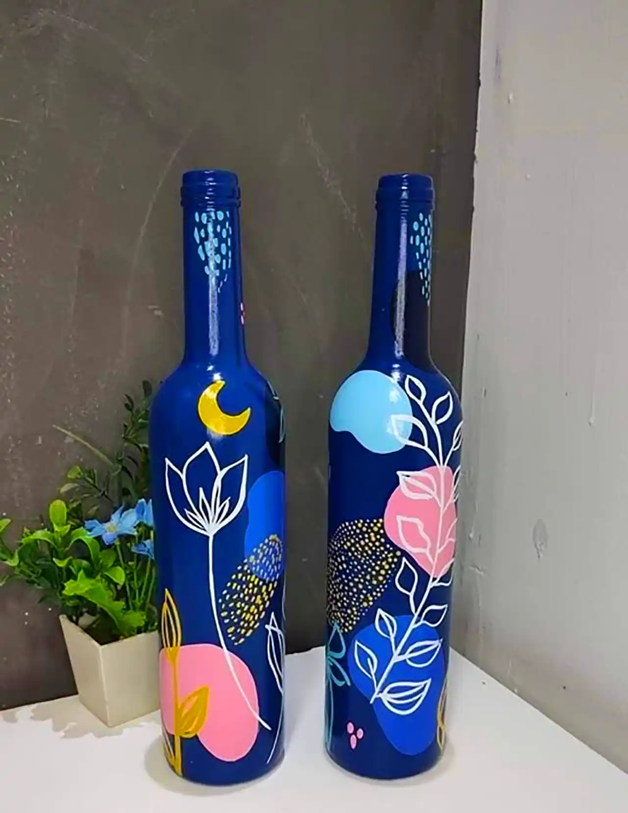 بطری شیشه ای دکوری نقاشی دستی